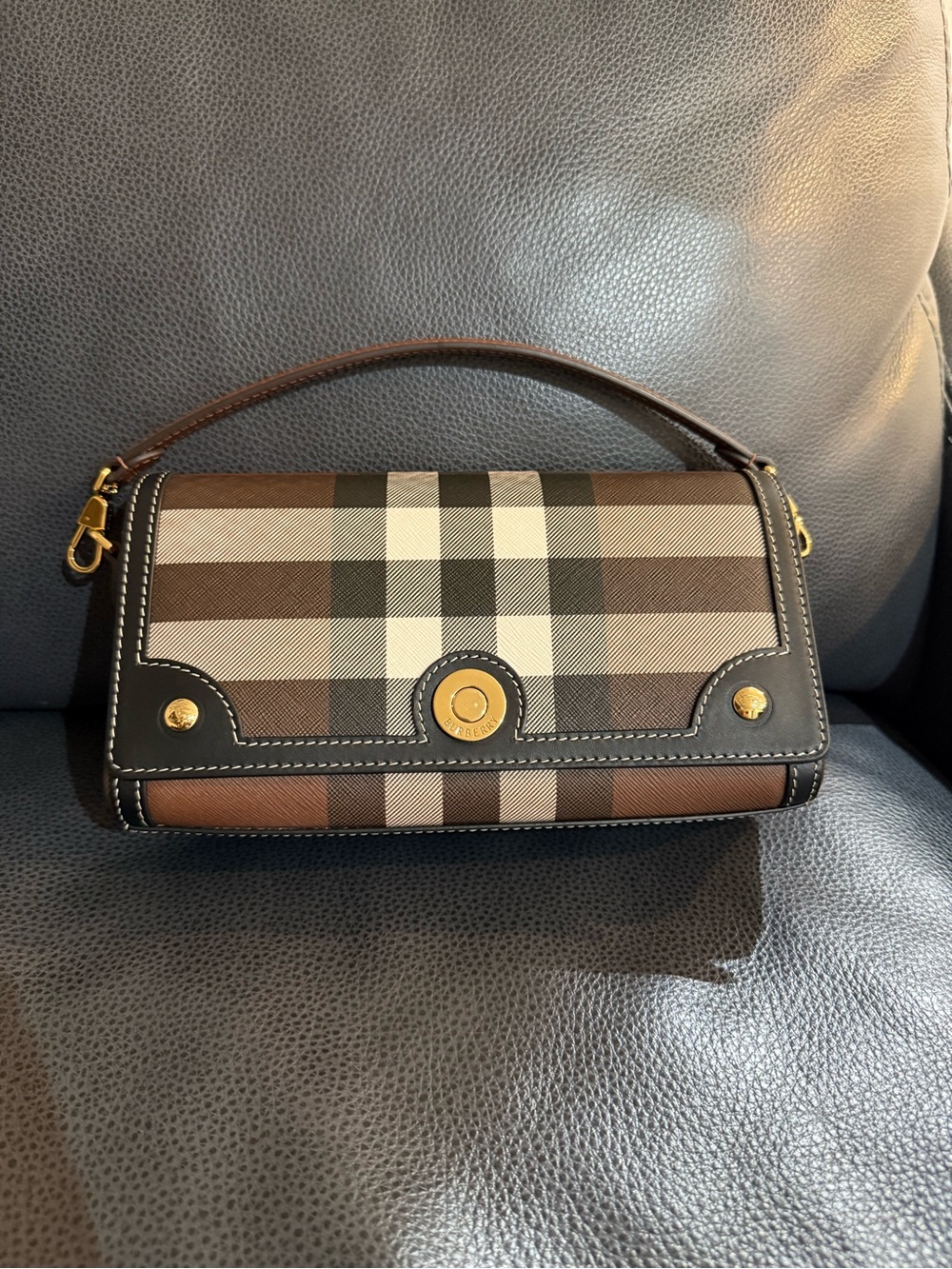 Birch brown Burberry top handle note bag - Picture 2 of 6